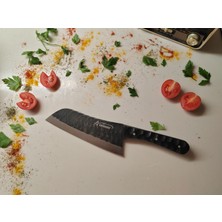 Ardabey Özel Üretim Mikarte Saplı Dövme El Işçiliği Santoku Şef Bıçağı