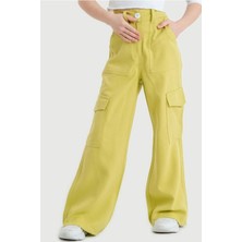 Kız Çocuk Viskon Kargo Keten Pantolon G2544