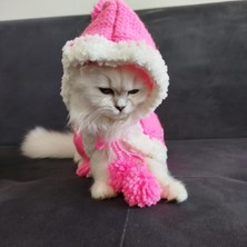 Lady Fify Kedi Köpek için Pembe Kapüşonlu Pelerin