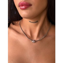 Db Tasarım Çelik Zirkon Taşlı Ters Pembe Kalpli Charm Pandora Kolye