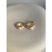 Kalp Detay Pembe Gold Küpe