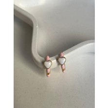 Kalp Detay Pembe Gold Küpe