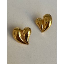 Çelik Kalp Gold Küpe