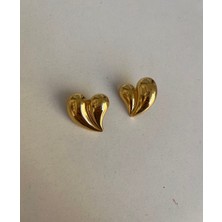 Çelik Kalp Gold Küpe