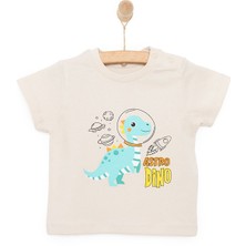 HelloBaby Basic Erkek Astro Dinozor Baskılı T-Shirt Erkek Bebek