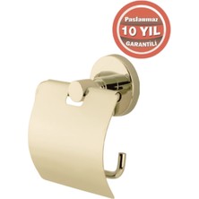 Çelik Banyo Paslanmaz Pirinç Flora Geniș Kapaklı Kağıtlık Altın Sarı Gold