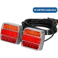 Suga Mıknatıslı LED Römork Stop Lambası Seti 7 Pin Soketli 12V Yatek Karavan Tekne