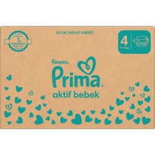 Prima Aktif Bebek, Bebek Bezi 4 Numara, 136 adet