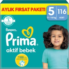 Prima Aktif Bebek, Bebek Bezi 5 Numara, 116 adet