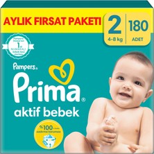 Prima Aktif Bebek, Bebek Bezi 2 Numara, 180 adet