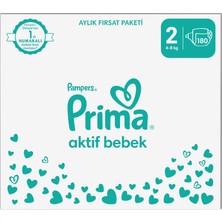 Prima Aktif Bebek, Bebek Bezi 2 Numara, 180 adet