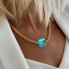 Mavi Bling Buzlu Out Vintage Kristal Küba Lüks Tıknaz Zincir Kalp Kolye Kolye Dikiş Yaka Kadın Zarif Цепь На Шею (Yurt Dışından)