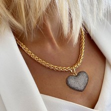 Mavi Bling Buzlu Out Vintage Kristal Küba Lüks Tıknaz Zincir Kalp Kolye Kolye Dikiş Yaka Kadın Zarif Цепь На Шею (Yurt Dışından)