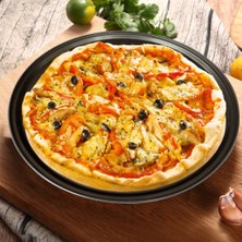 32CM Tarzı Karbon Çelik Yapışmaz Pizza Pişirme Tavası Örgü Tepsi Plakası Bakeware Pişirme Aracı Pizza Tabağı Yuvarlak Derin Dzza Pan (Yurt Dışından)