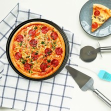 32CM Tarzı Karbon Çelik Yapışmaz Pizza Pişirme Tavası Örgü Tepsi Plakası Bakeware Pişirme Aracı Pizza Tabağı Yuvarlak Derin Dzza Pan (Yurt Dışından)