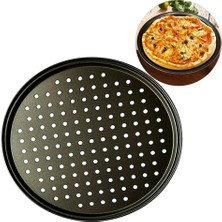 32CM Tarzı Karbon Çelik Yapışmaz Pizza Pişirme Tavası Örgü Tepsi Plakası Bakeware Pişirme Aracı Pizza Tabağı Yuvarlak Derin Dzza Pan (Yurt Dışından)