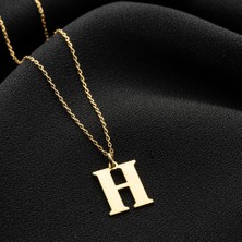 Vetro Silver Kadın Altın Kaplama 925 Ayar Gümüş H Harf Kolye