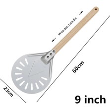 9 Inç 60CM Tarzı Pizza Torna Küçük Pizza Kabuğu Kürek Kısa Yuvarlak Pizza Aleti Kaymaz Ahşap Saplı Delikli Pizza Küreği Alüminyum (Yurt Dışından)