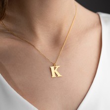 Vetro Silver Kadın Altın Kaplama 925 Ayar Gümüş K Harf Kolye