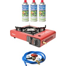 Nurgaz Ng 501 Çantalı Tekli Portatif Ocak + 3 Adet Kartuş +Hortum Dedantör Musluk Set