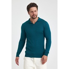 Cool Tarz Erkek Polo Yaka Fitilli Triko Kazak