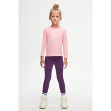 Pembe Basic Mevsimlik Likralı Uzun Kollu Kız Çocuk Tişört