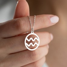 Vetro Silver Kadın 925 Ayar Gümüş Özel Tasarım Kova Burcu Kolye