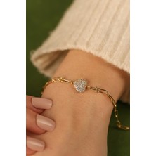 ÇGK KUYUMCULUK Kalpli Ataç Altın Bileklik CGKBLK0255