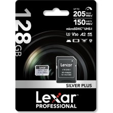 Lexar 128GB Silver Plus 205MB 4K V30 Uhsı Micro Sd Hafıza Kartı