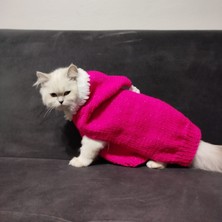 Lady Fify Kedi Köpek için Kürklü Kapüşonlu Pembe Simli Kazak