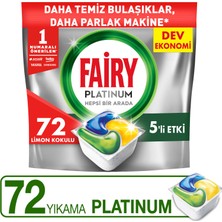 Fairy Platinum Bulaşık Makinesi Deterjanı Tableti / Kapsülü Limon Kokulu 72 Yıkama