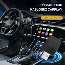 Techmaster 2in1 Kablosuz Wireless Android Auto ve Carplay Adaptörü Apple ve Android Cihazlar ile Uyumlu Bt 5.4