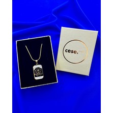 Celeste Shine Tarot Çelik Şans Kolyesi Siyah Mine Dolgulu Gears Figürü Detaylı