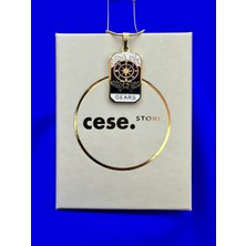 Celeste Shine Tarot Çelik Şans Kolyesi Siyah Mine Dolgulu Gears Figürü Detaylı
