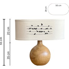 Kavsa El Yapımı Ahşap Abajur Nakışlı Başlık