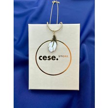 Celeste Shine Sedef Uçlu Beyaz Paslanmaz-Kararmaz Çelik Kolye