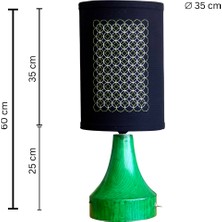 Kavsa El Yapımı Ahşap Abajur Nakışlı Başlık