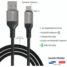 PD40CA 40W Örgülü Type-C To Usb-A Hızlı Data/şarj Kablosu 1.5 Metre (Priente Türkiye Garantili)