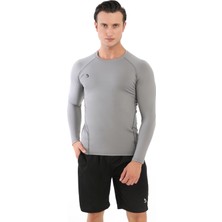 Domin Spor Erkek Uzun Kollu Gri Compression Fitness Gym Body Tshirt DMN25478