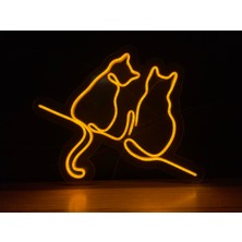 Disa Neon LED Duvar Dekoratif Aydınlatma -Çift Kedi-