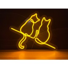 Disa Neon LED Duvar Dekoratif Aydınlatma -Çift Kedi-