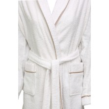 Fortuna Unisex Bornoz Beyaz- Vizon Biyeli