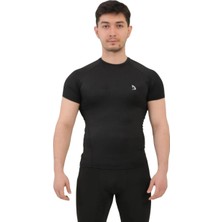 Domin Spor Erkek Siyah Kısa Kollu Compression Fitness Gym Body Tshirt DMNS56321