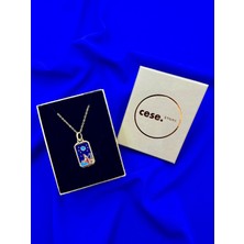 Celeste Shine Tarot Çelik Şans Kolyesi Laciver Mine Dolgulu Gece Figürü Detaylı