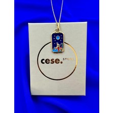 Celeste Shine Tarot Çelik Şans Kolyesi Laciver Mine Dolgulu Gece Figürü Detaylı