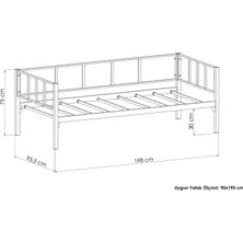 Unimet Atlas Tek Kişilik Metal Karyola, Daybed, Divan, Sedir 90X190