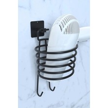 Atacı Home Yapışkanlı Idamlık Havlu Askısı ve Siyah Fön Tutacağı Pratik Banyo 2'li Set