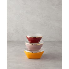 Retro Mood Emaye 3'lü Saklama Kabı 0,55 x 0,75 x 1,10 L Bordo-Pembe-Sarı