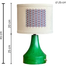 Kavsa El Yapımı Ahşap Abajur Nakışlı Başlık