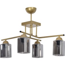 Modavize Ecem Modern Tasarım Salon Mutfak Yatak Odası Eskitme Renk Füme Camlı 4 Lü Avize